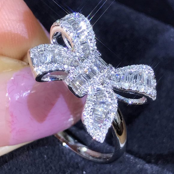Jewelry - Sweet Big Bow Anillos Gemstones Full CZ Refine Rings for Women, PD105
